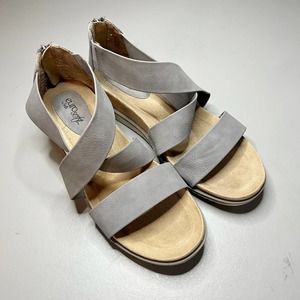 EuroSoft Landry 2 Sandals Women's Size 8.5 Gray Wedge Faux Leather Comfort